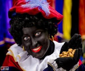 Puzzle Zwarte Piet, μαύρο Πιτ, ο βοηθός του Αγίου Νικολάου στην Ολλανδία και το Βέλγιο